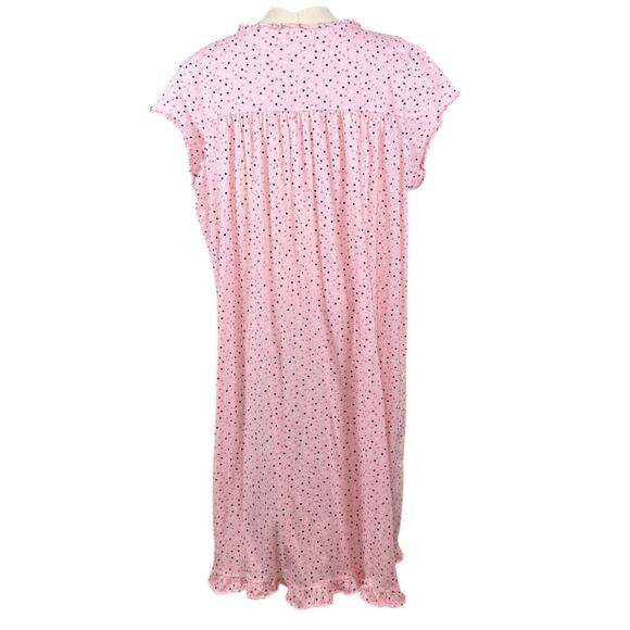 Eileen West Pink Heart Cotton Nightgown Ruffle Hem Ballet Country Cottage | 2X - Picture 3 of 9
